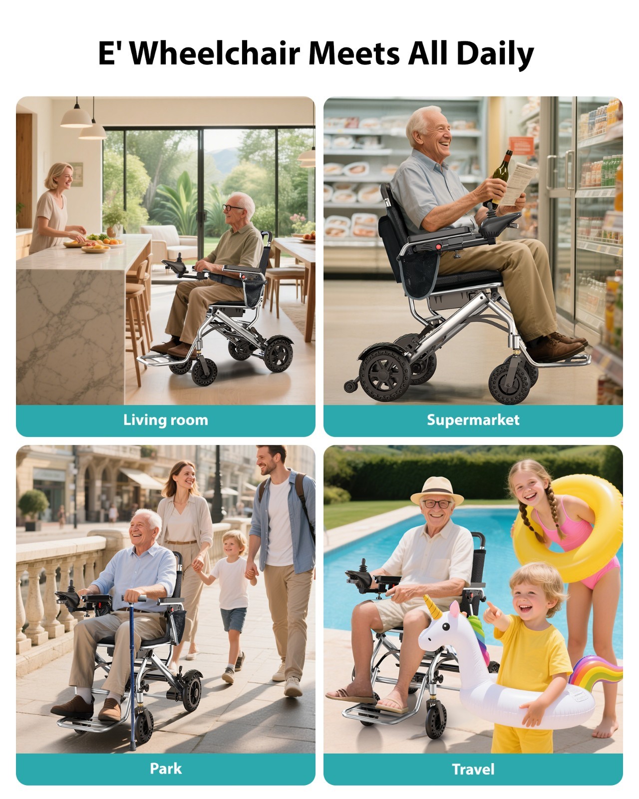 33 Lbs Lightweight Electric Wheelchair for Adults & Seniors, Portable &Foldable