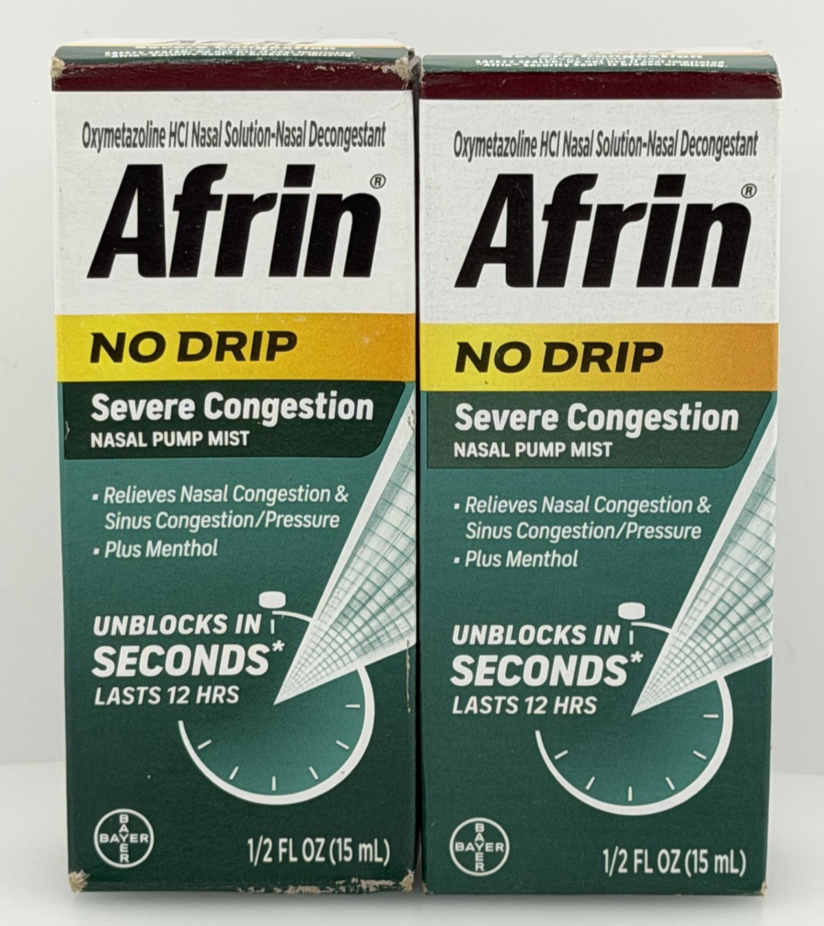 2 -Afrin No Drip Severe Congestion Pump Mist 15ml. Exp: 10/2025+