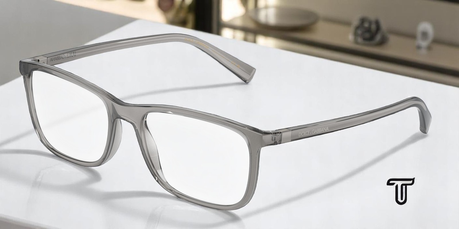 DOLCE & GABBANA DG5027 3160 Transparent Grey Demo Lens 55 mm Men’s Eyeglasses