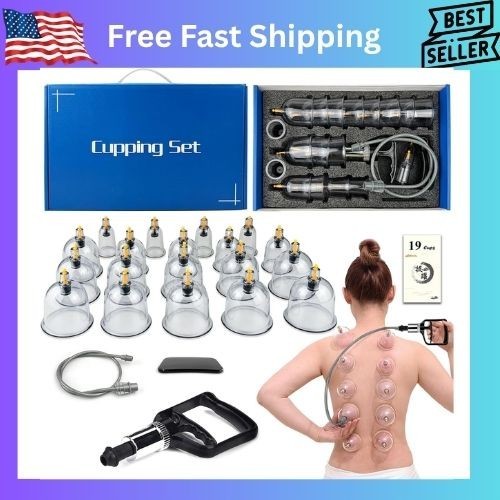 Cupping Therapy Set 19 Massage Cups foCuBack Pain Relief Physical with Hand Pump