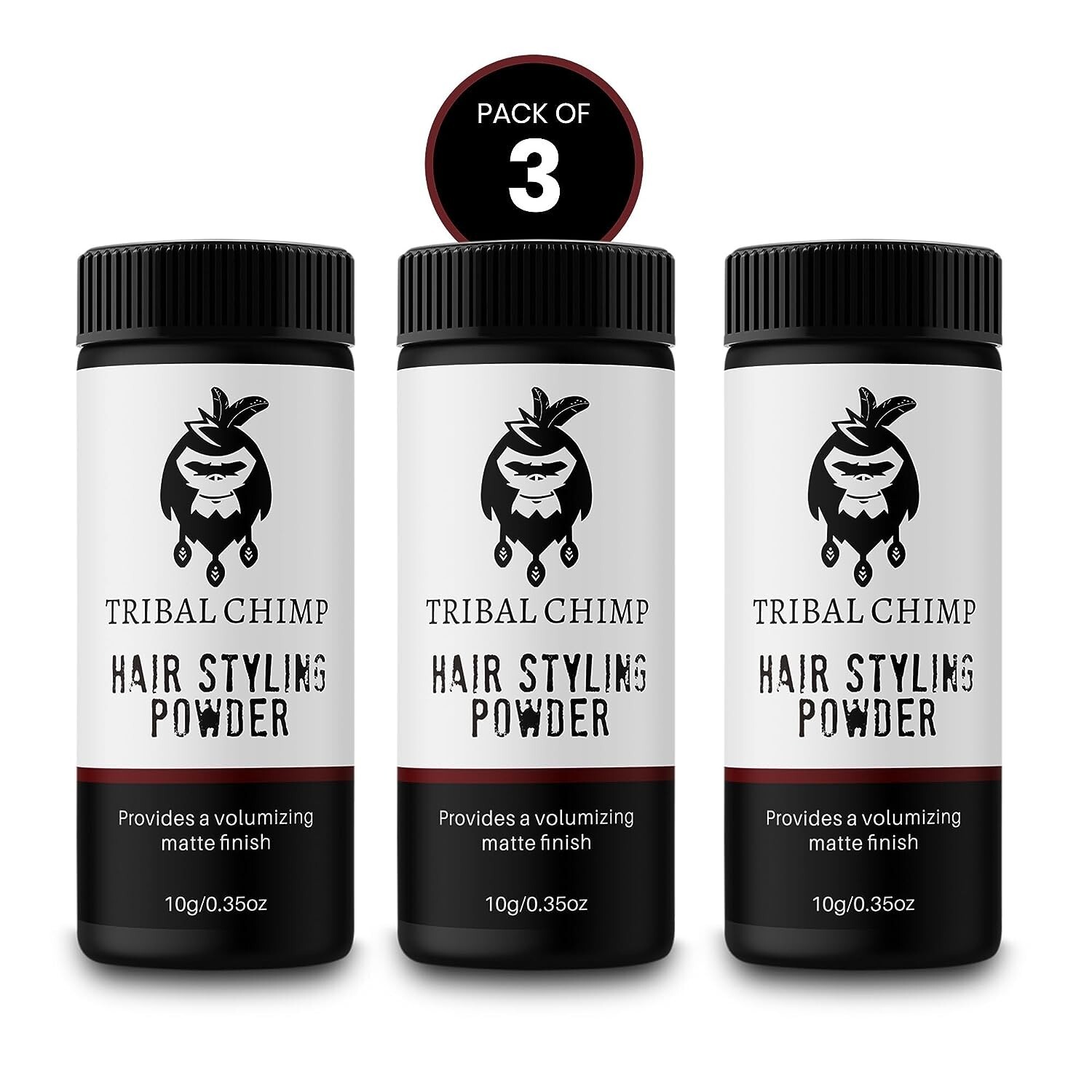 Tribal Chimp Hair Styling Powder Volumizing Matte Finish 0.35 oz 10g PACK OF 3