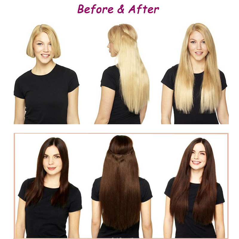 100% Real Remy Human Hair Extensions Invisible Secret Headband Wire In Weft J803