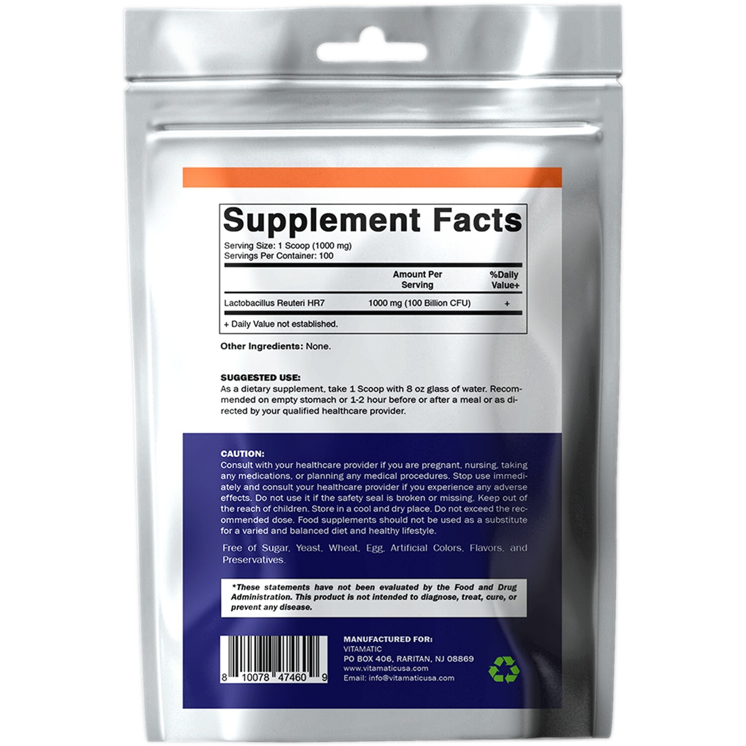 Vitamatic Lactobacillus Reuteri Probiotic Powder – Digestive Support – 100 Gr