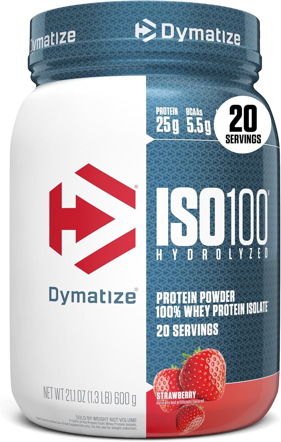 Dymatize ISO100 Whey Protein Isolate Strawberry 20 Servings 25g Protein