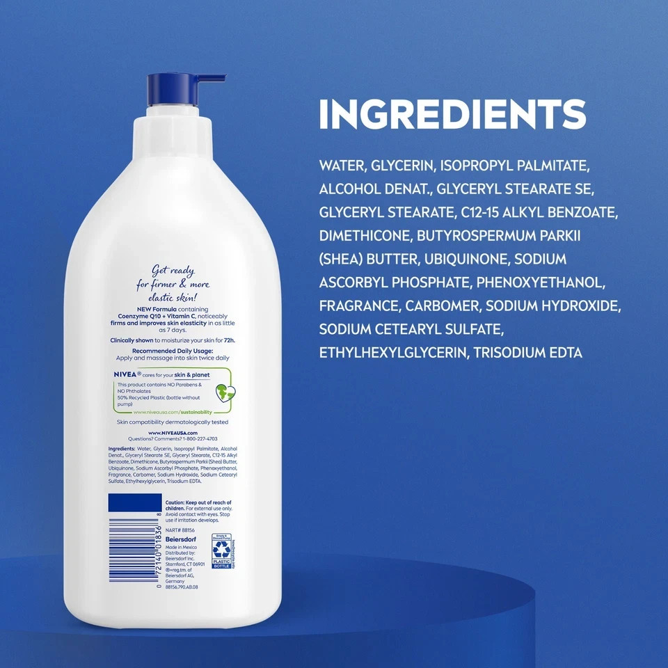 NIVEA Skin Firming Moisturizer Q10 Vitamin C 33.8oz +2days delivery