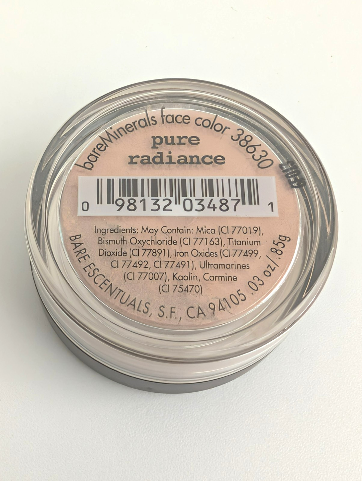 bareMinerals PURE RADIANCE All Over Face Color Blush LARGE .85g / 0.03oz SEALED