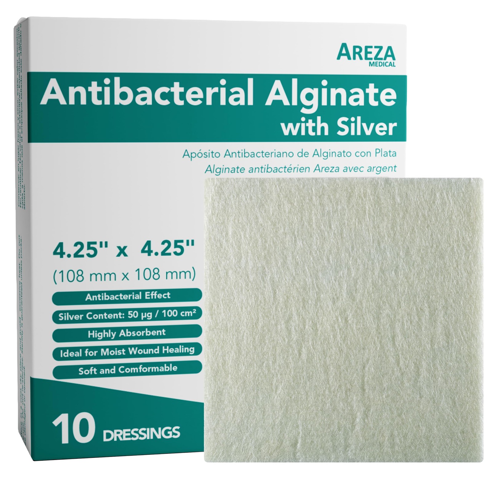 Silver Alginate (Antibacterial Alginate with Silver) 4.25×4.25 Sterile