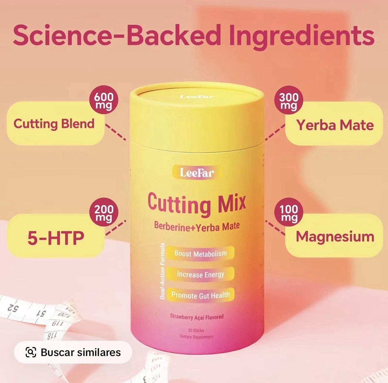 30 Stick Packs LeeFar Cutting Drink Mix – Berberine, Chromium,5-HTP, Yerba Mate