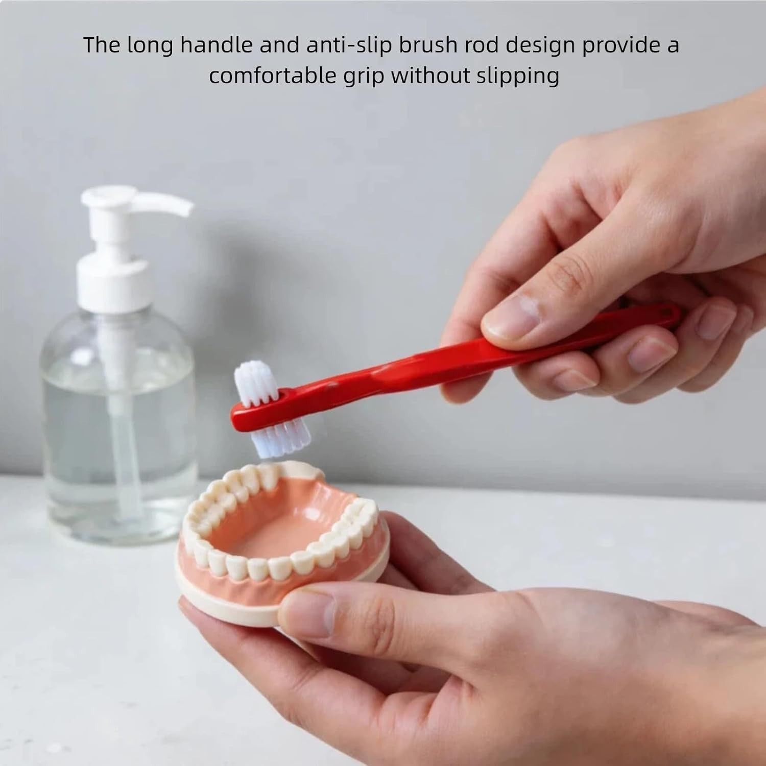 Double-Sided Denture Care Toothbrush Set – 3 Vibrant Color Brushes for Adults