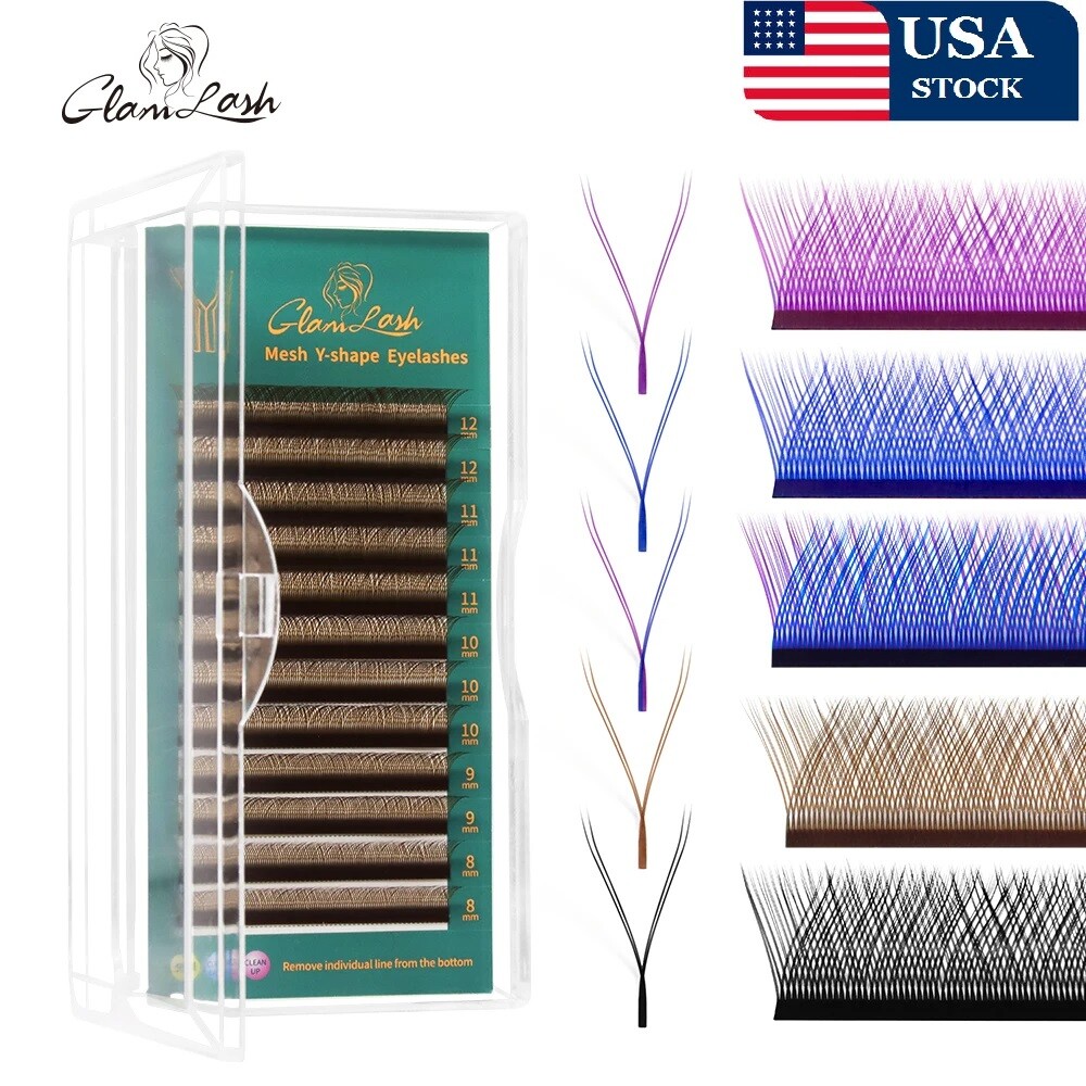 GLAMLASH Colored Bloom Lashes YY Shape Eyelash Extensions 0.07 C/D Naturals Soft