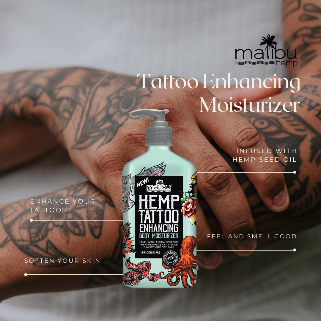 Malibu Tan Hemp Tattoo Enhancing Body Moisturizer, 18 Fl Oz (2 Pack)