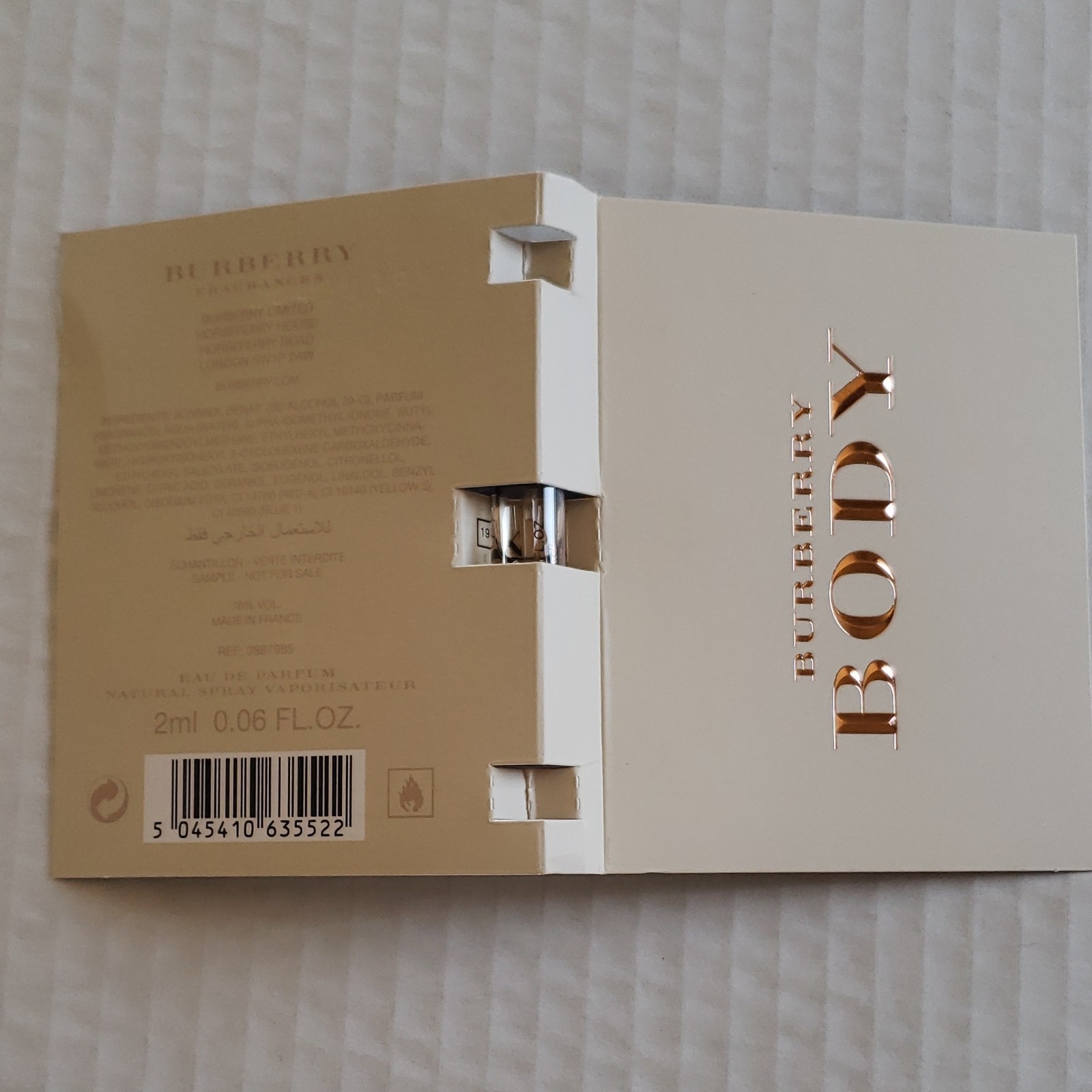 Burberry Body Eau de Parfum Spray Sample Size Sample 0.06 fl oz 2 mL
