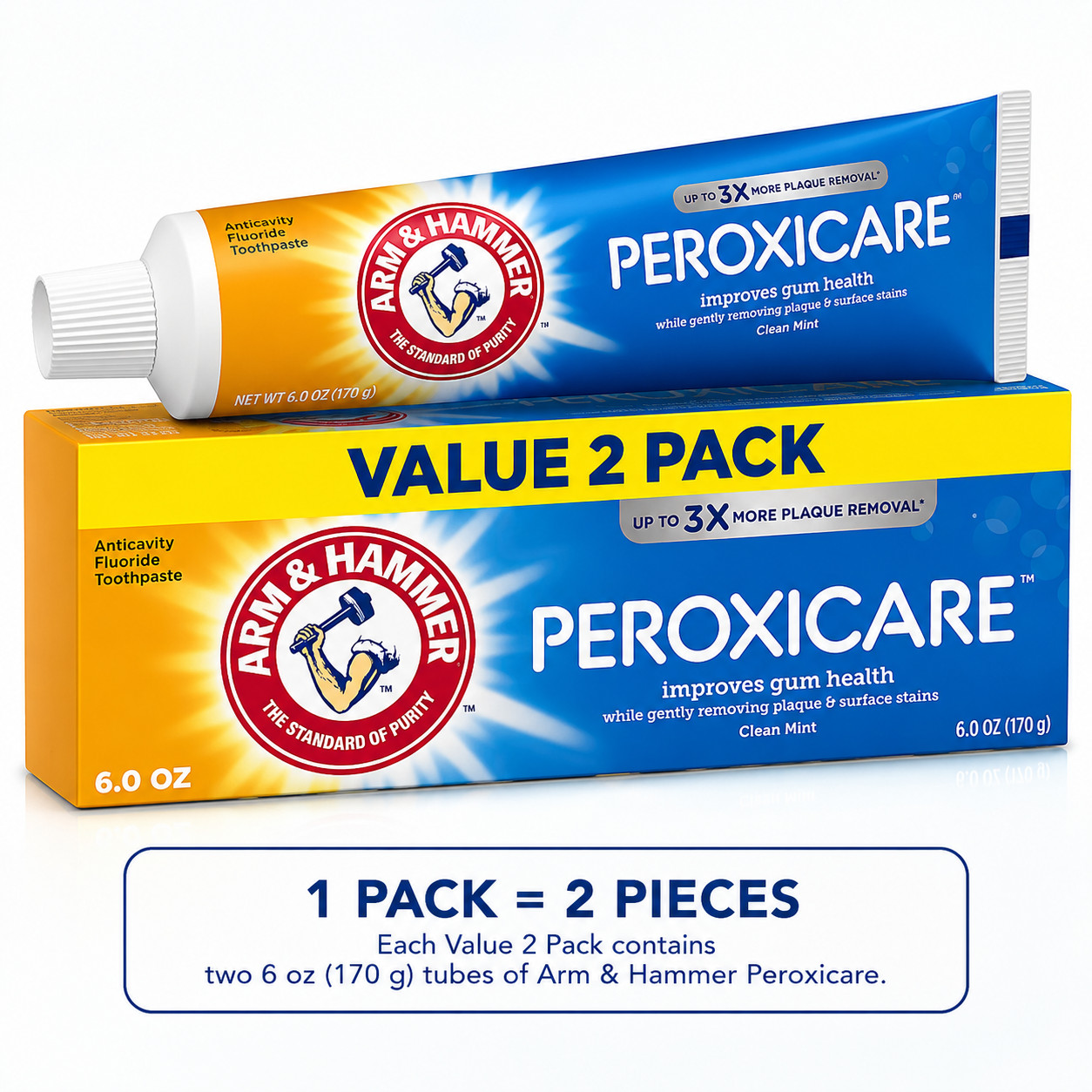 Arm & Hammer Peroxicare Toothpaste Clean Mint Fluoride Whitening Gum Health