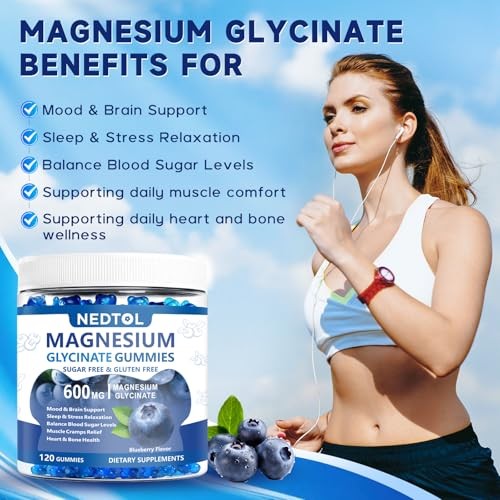 Magnesium Glycinate Gummies 600mg Sugar Free 120ct Sleep Support