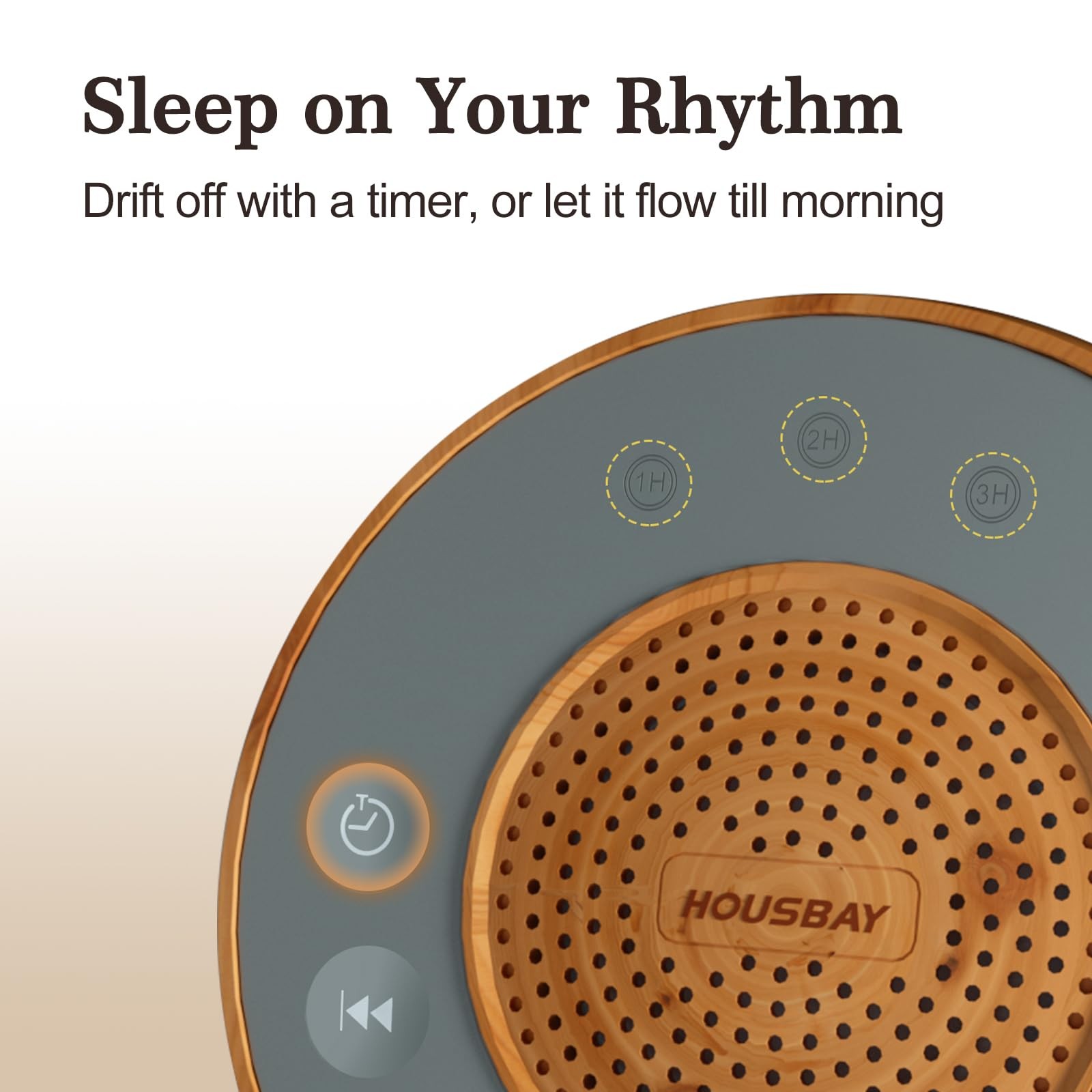 Housbay White Noise Machine with 31 Soothing Sounds, 5W Loud Stereo Oak, Oak