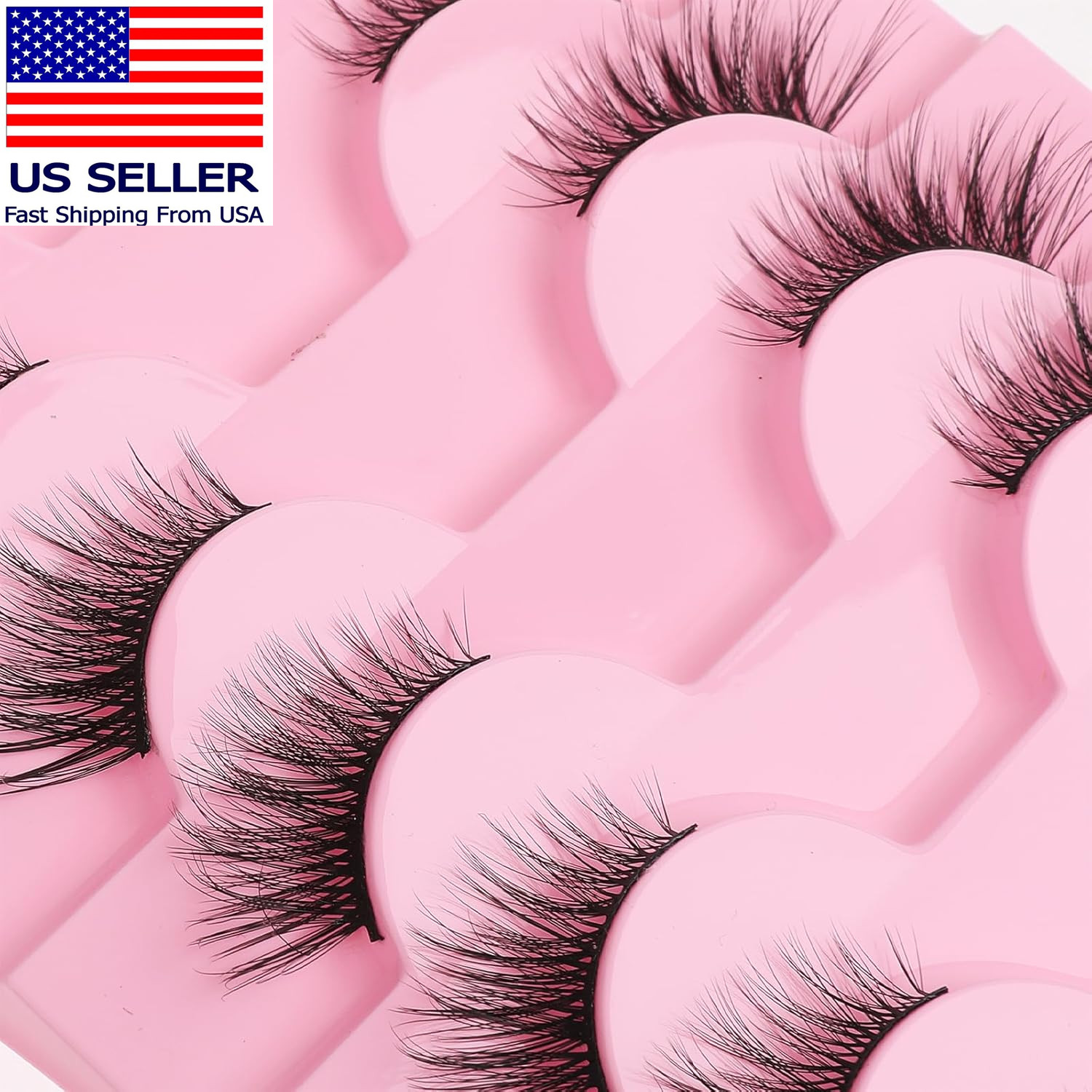 Half Lashes Natural Look Wispy False Eyelashes 15MM 3D Fluffy Faux Mink Lashes W