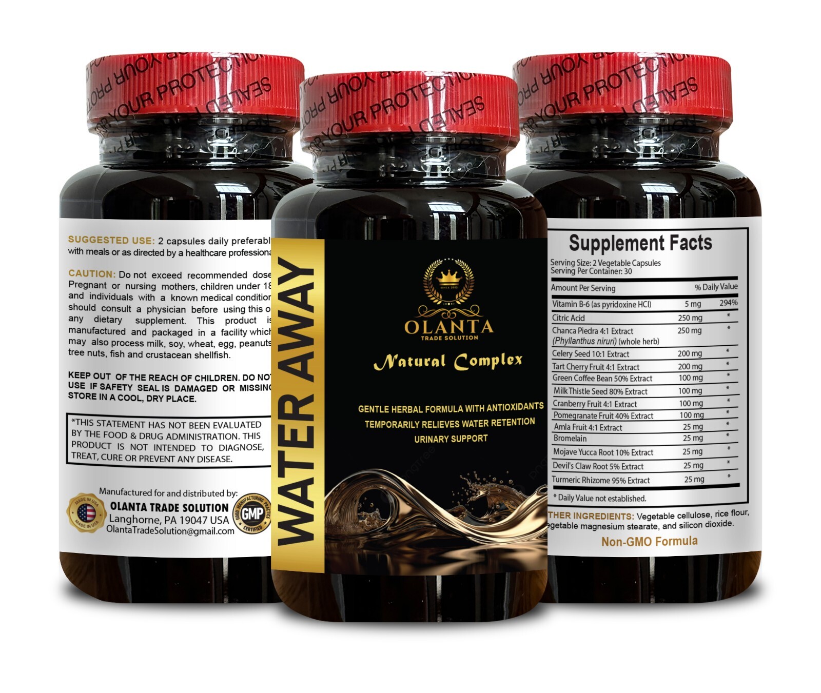 WATER AWAY PILLS – Water pills, natural fluid pills for water retention – 1 Bot