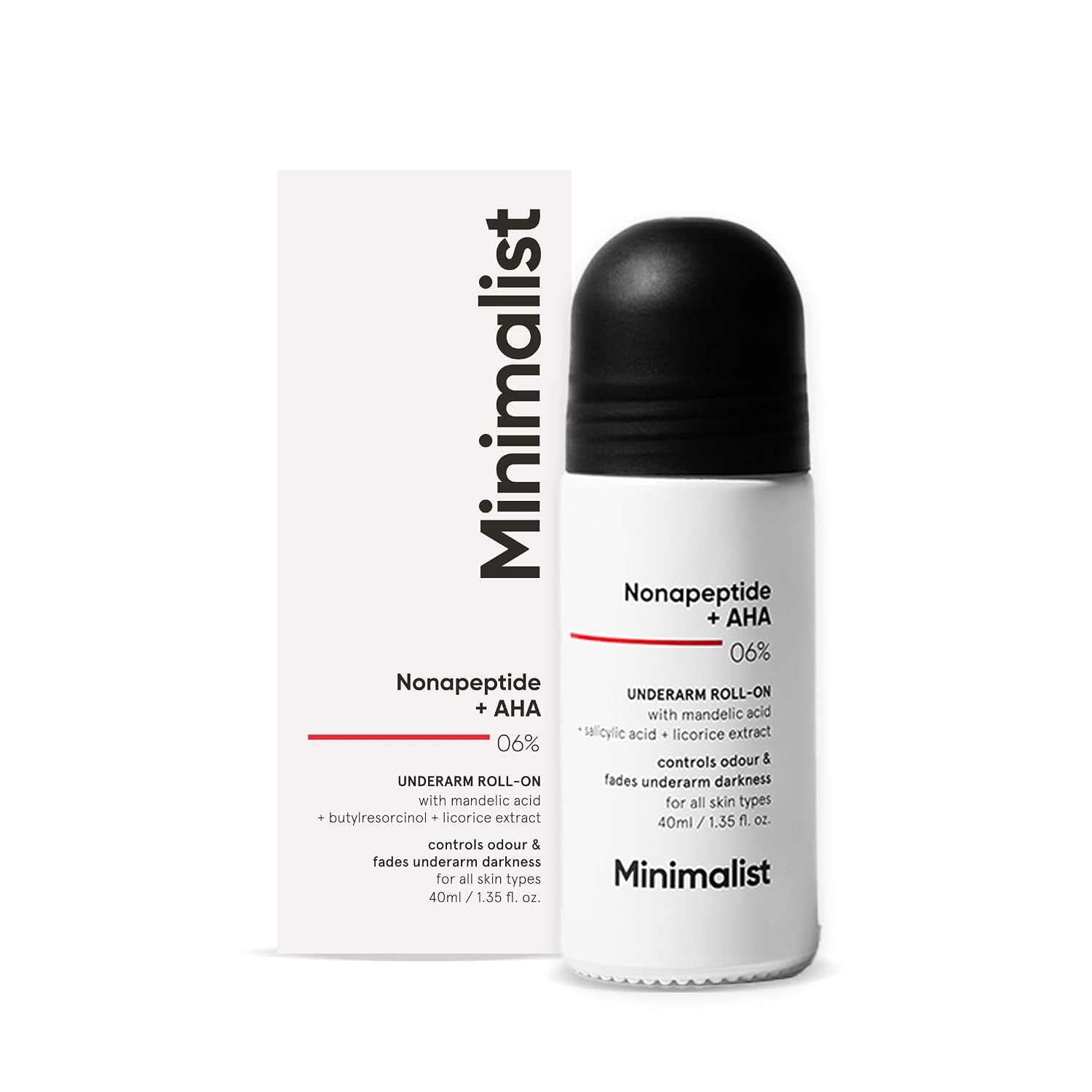 Minimalist Underarm Roll On Deodorant 40ml AHA BHA Nonapeptide