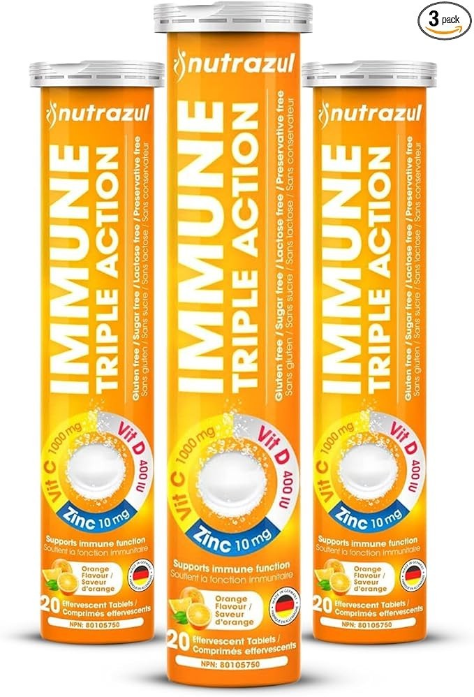 Vitamin C 1000Mg Effervescent Tablets- Orange 20’S | 20 Days Supply Pack of 3
