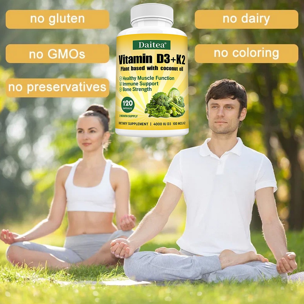 Vitamin D3+K2 Plant Based With Coconut Oil Bone Strength 30/60/120 Capsules