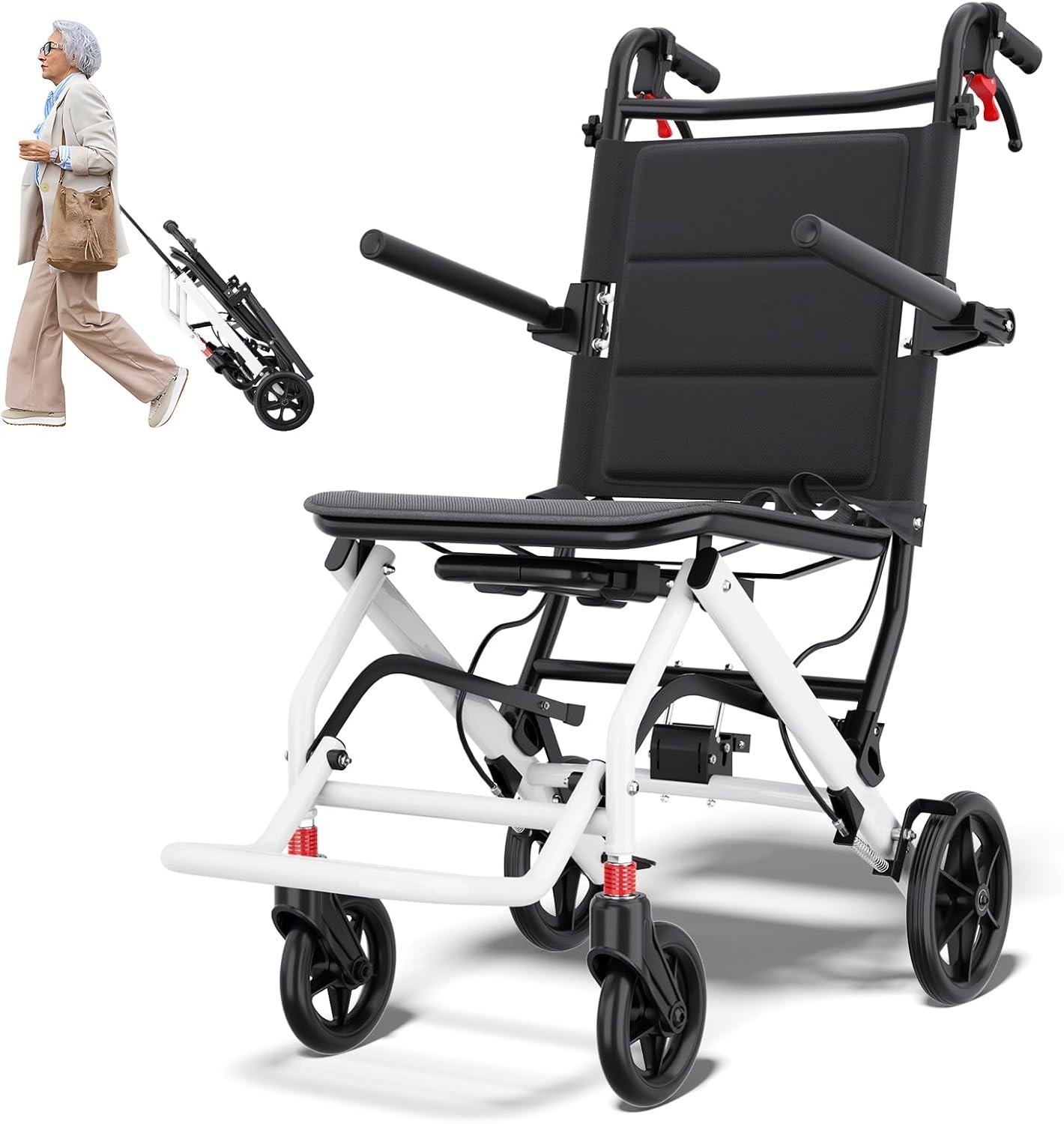Easy-Fold Lightweight Transport Wheelchair – Comfortable and Portable for Travel