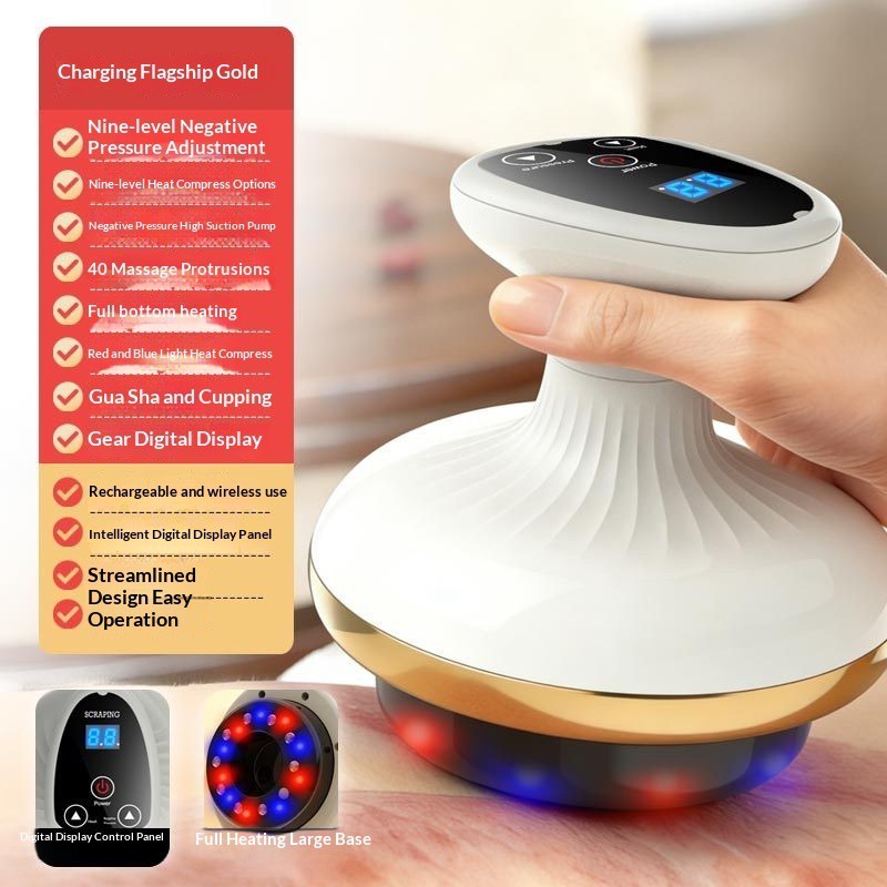 Electric Gua Sha Massager Cupping Device Heated Body Face Meridian Brush