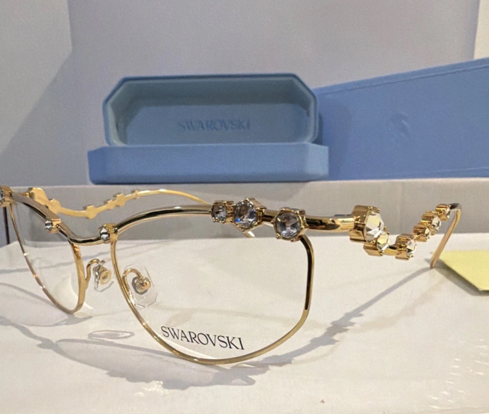 Swarovski Women Gold Cat Eye Full Rim Metal Eyeglasses SK1015 55-19-140