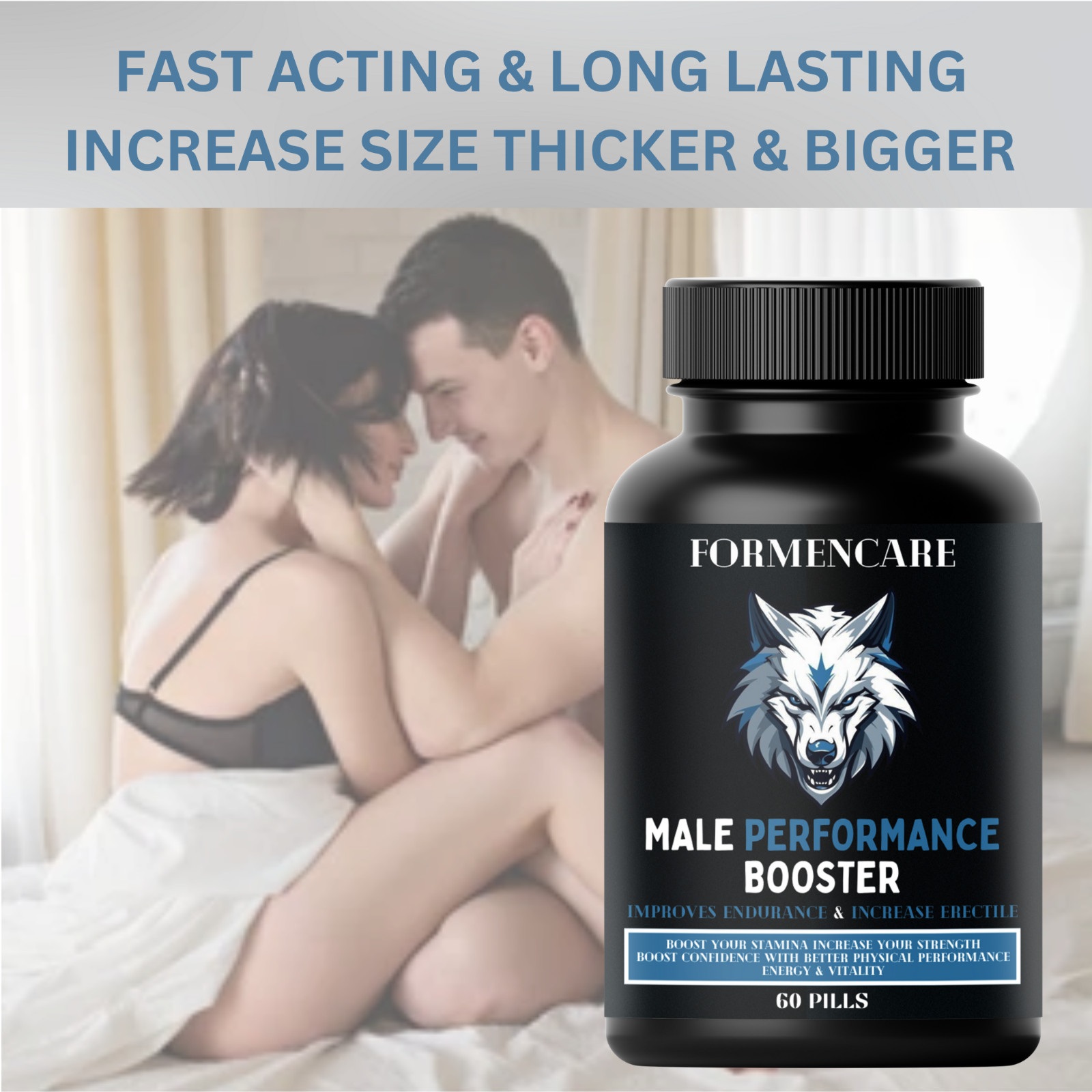 NEW . 60 Powerful Capsules . Works In 10 Minutes. Herbal Supplement for Men