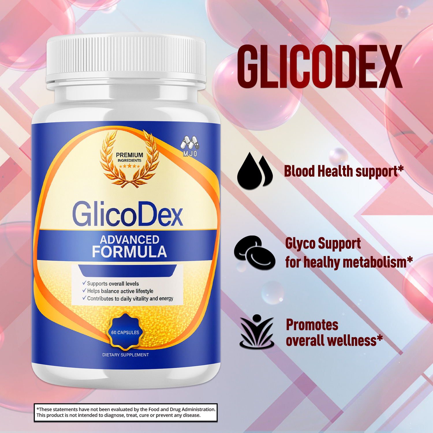 (3 Pack) GlicoDex Advanced Support Blood Supplement Glico Dex 180 Capsules