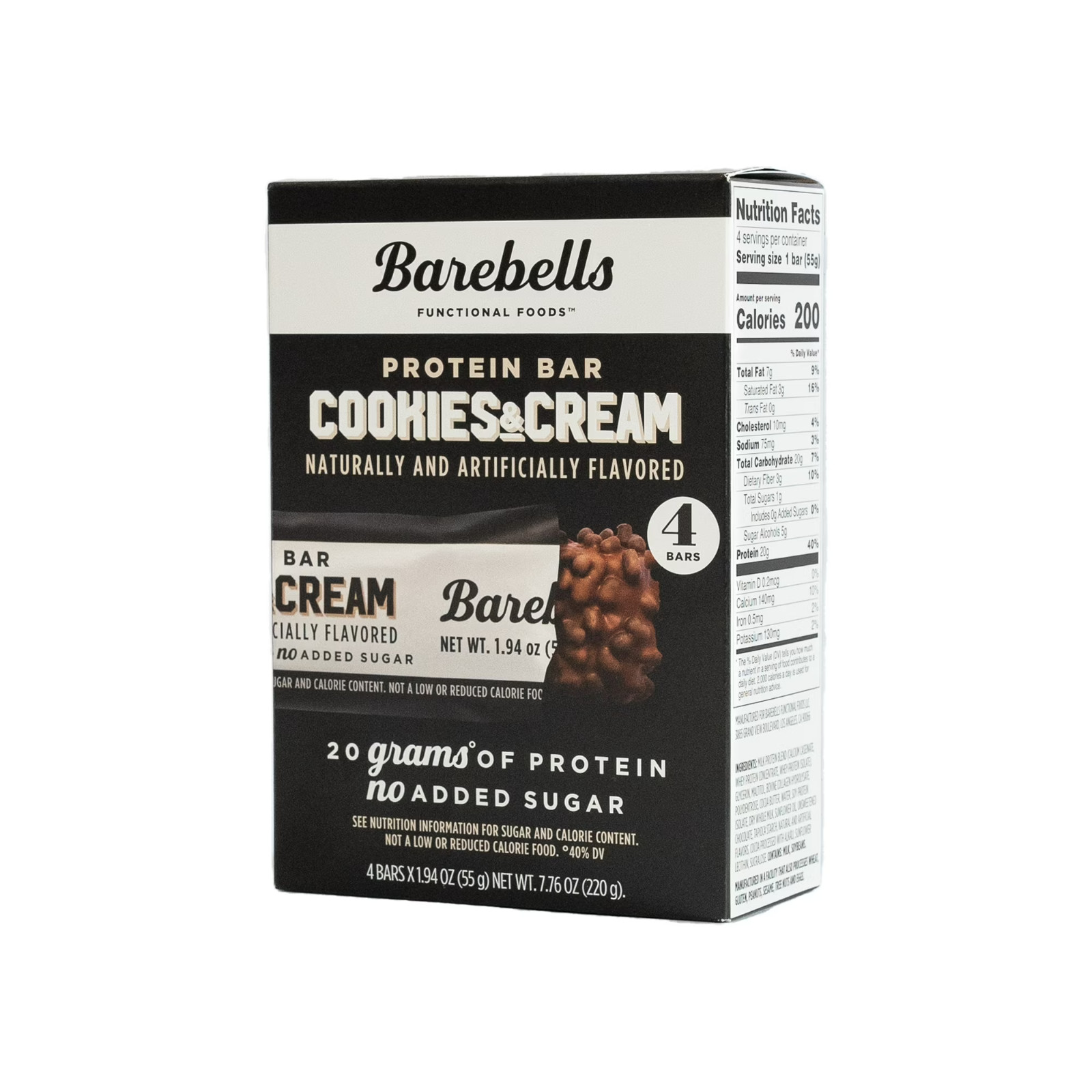 Barebells Protein Bars with 20g High Protein, 1.9oz Bars, Cookies & Cream – 4 Co