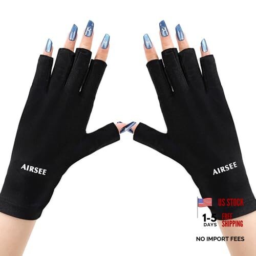 UV Gloves for Nail Lamp,Professional UPF50+ UV Protection Standard Black
