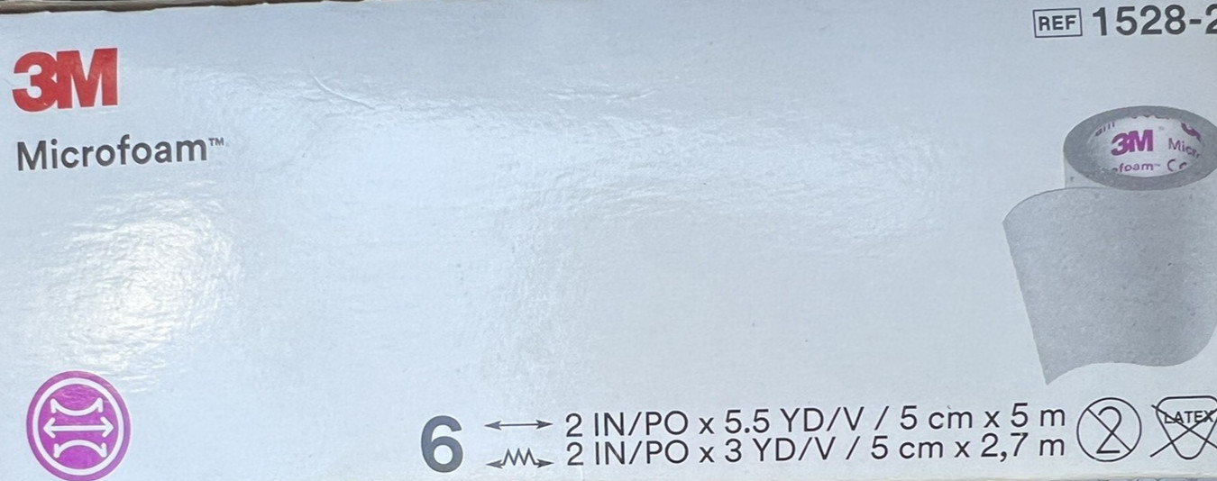 3M Microfoam Surgical Tape 2″x5.5Yd 1528-2 water resistant Multi Directional Lot