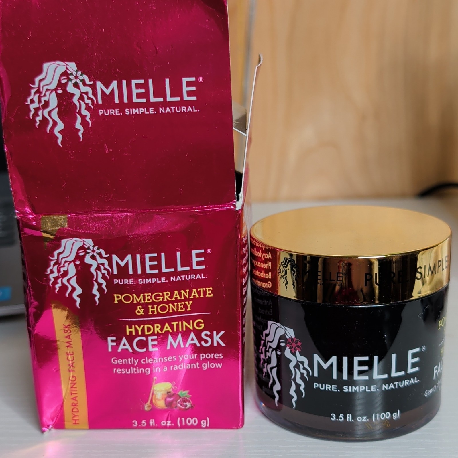 Mielle Pomegranate & Honey Hydrating Face Mask, Charcoal + Kaolin, 3.5 fl oz