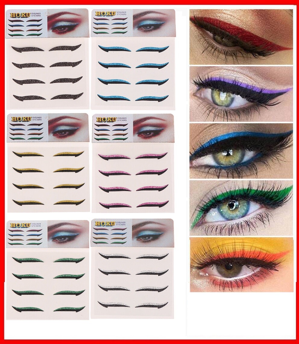 Temporary Tattoo Eyeliner Eyelash Stickers Eye Makeup Glitter Shiny Waterproof