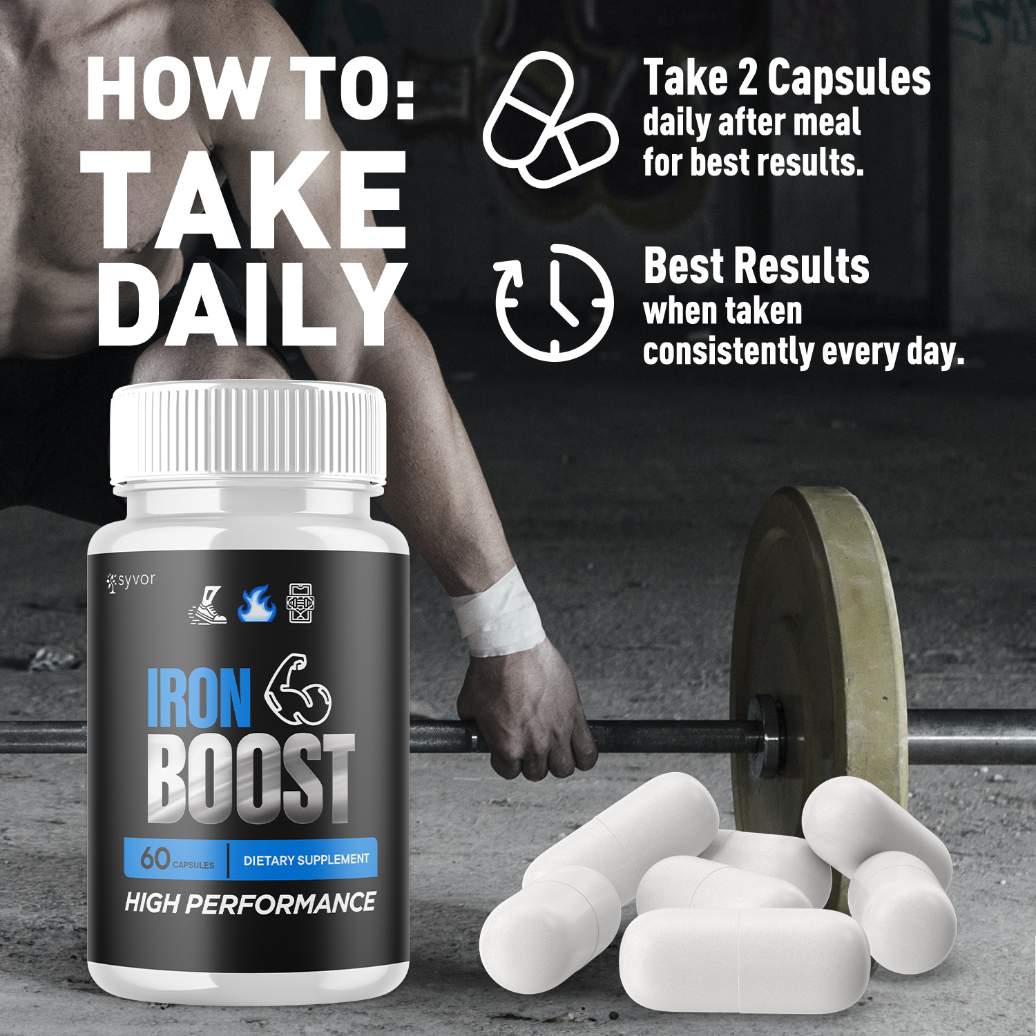 (3 Pack) Iron Boost Male Support Supplement Advanced Formula IronBoost 180 Caps