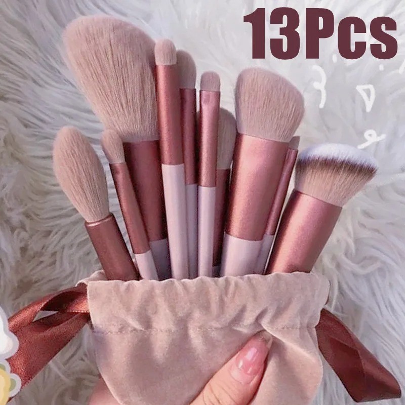 13PCS Makeup Brush Set with Bag Soft Foundation Blush Eyeshadow Cosmetic Tools