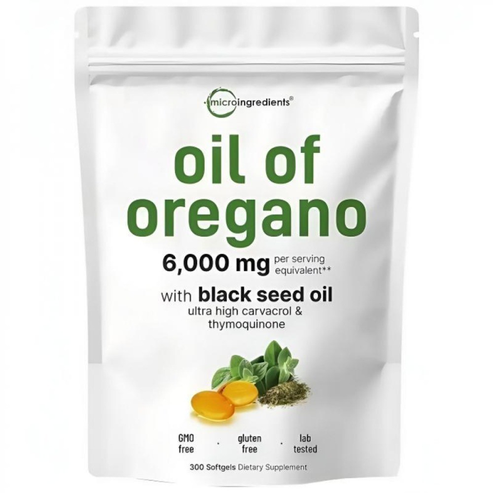 2 in 1 Oil of Oregano & Black Seed Gelcaps Count w/ Carvacrol,Immune 4