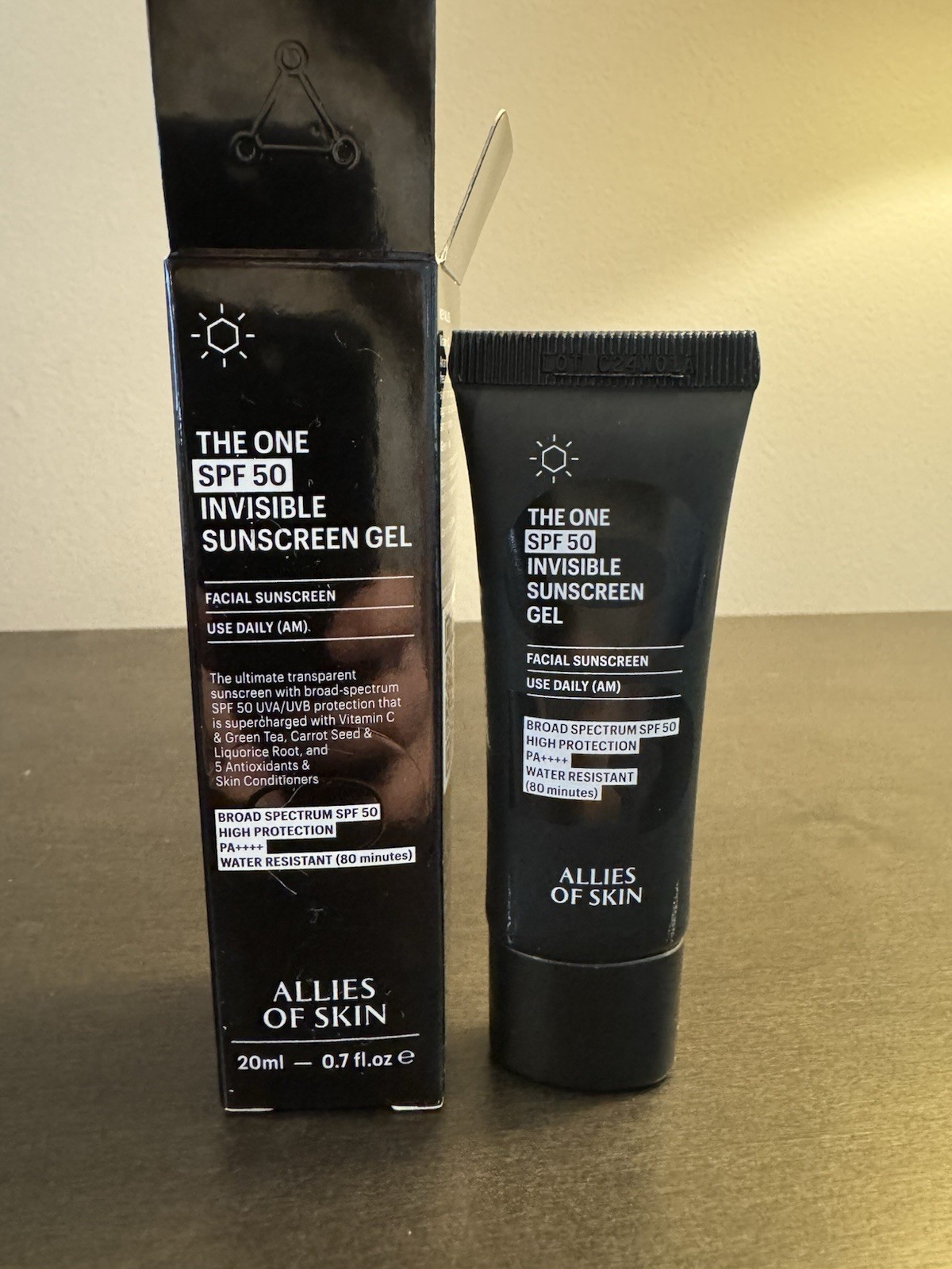 Allies of Skin The One SPF 50 Invisible Sunscreen Gel 20 ml .67 oz Travel Size