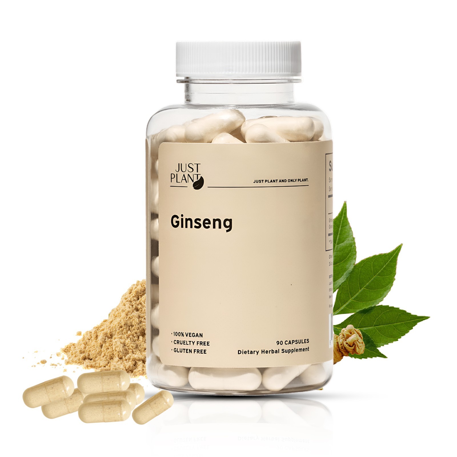 Organic Ginseng Root Extract Capsules 750 mg, 90 Vegan Capsules, Made in USA
