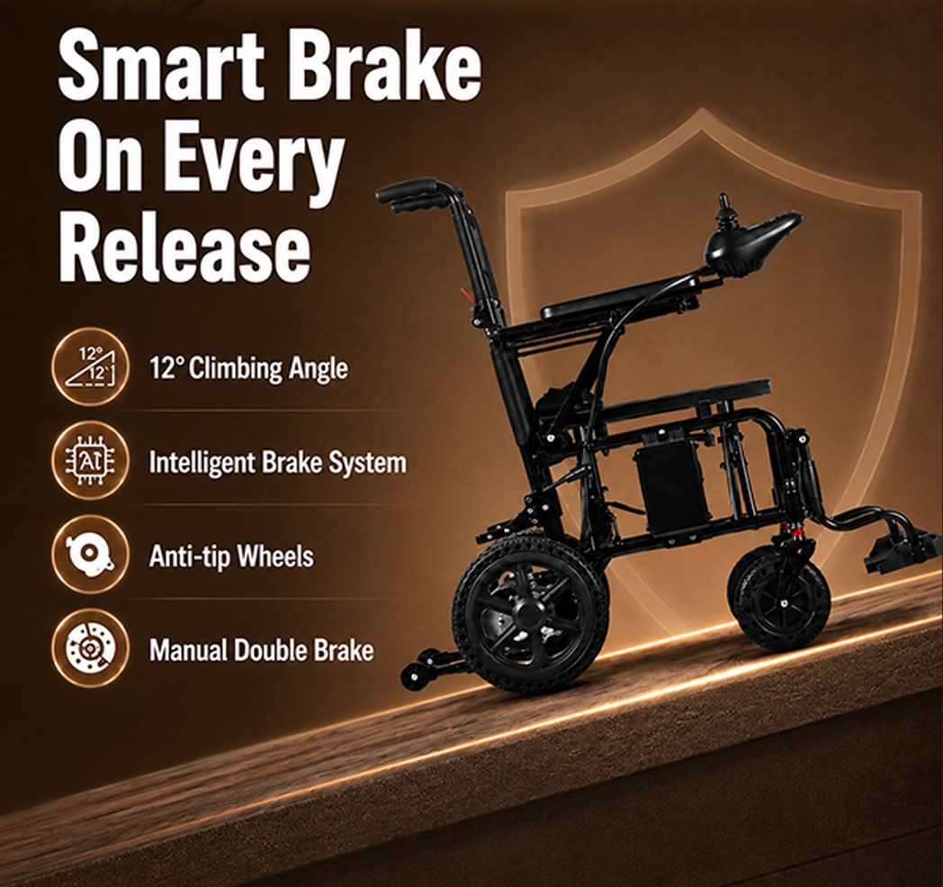 Lightweight Folding All Terrain Electric Wheelchair 500W Power For All Ages