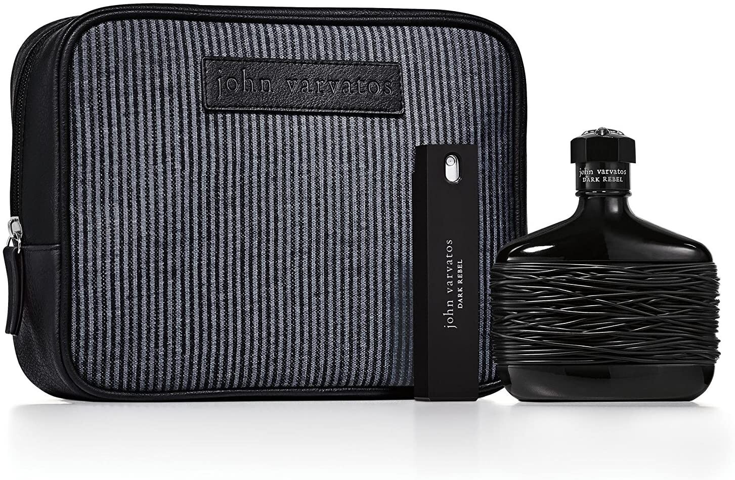 John Varvatos Dark Rebel for Men EDT Spray 4.2 oz + Mini Spray + Bag – Gift Set