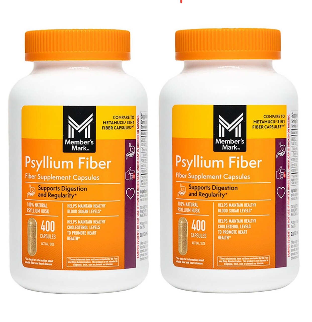 New Member’s Mark 100% Psyllium Husk Fiber Capsule Supplement **800 ct.**