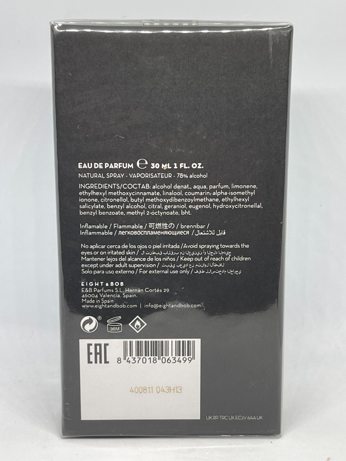 EIGHT & BOB ORIGINAL 1oz / 30ml EAU DE PARFUM SPRAY NEW IN BOX