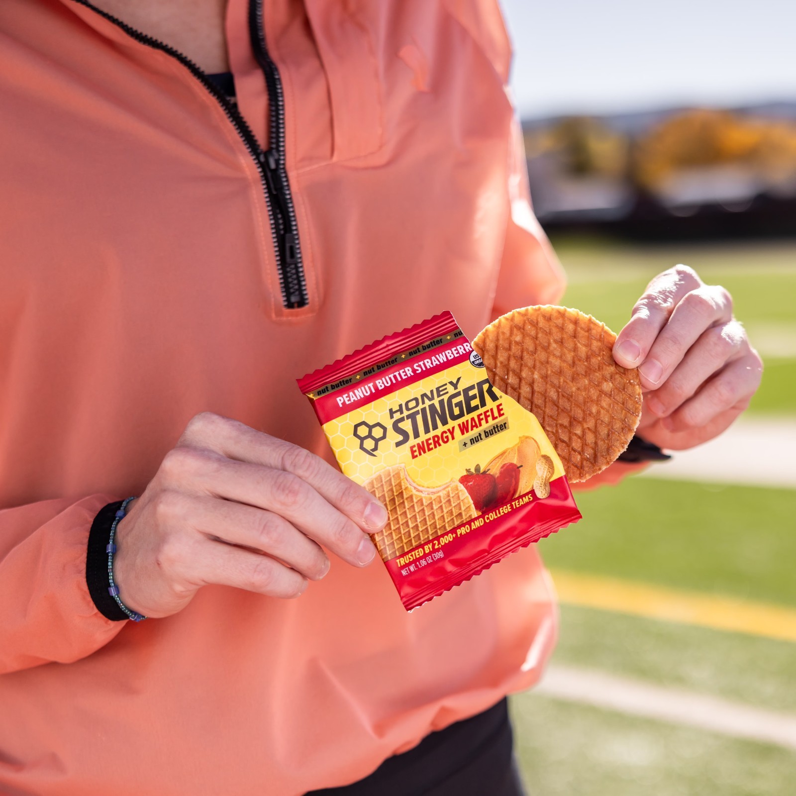 Honey Stinger Organic Energy Waffle Snack Peanut Butter Strawberry 1.06 oz.