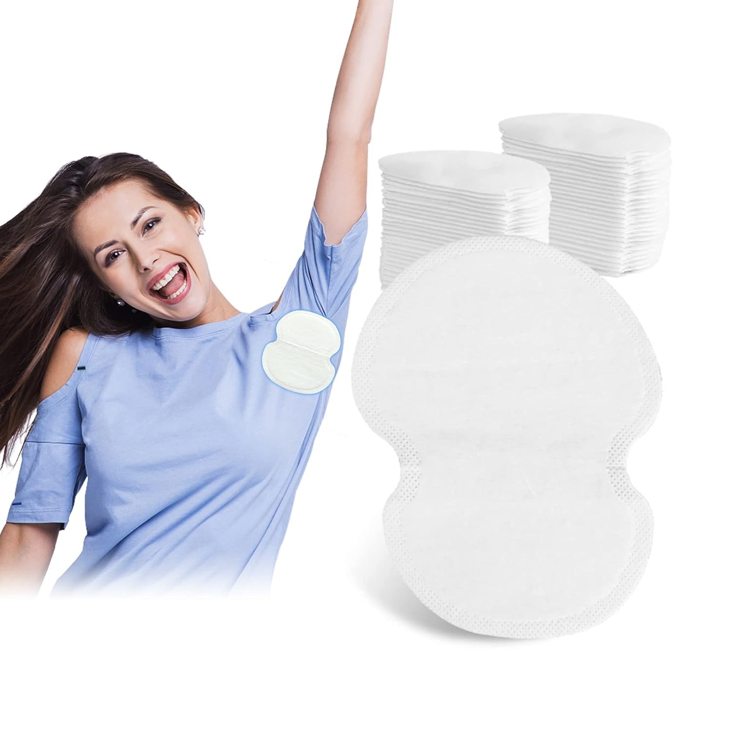 100 Pcs Armpit Sweat Pads, Pure Cotton Underarm Sweat Pads for Women and Men, Di