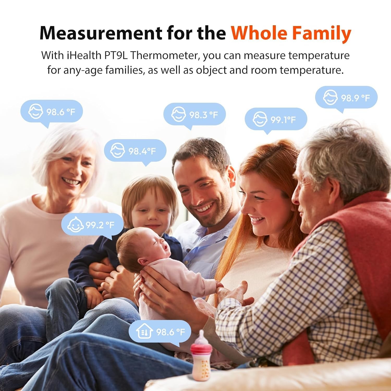 Infrared Digital Thermometer PT9L White 3-in-1 Forehead Object Baby Adult Fever