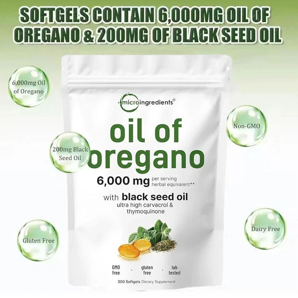 Ingredients Oregano of Oil Softgels 6000mg Count Serving,900 Per 3X Micro