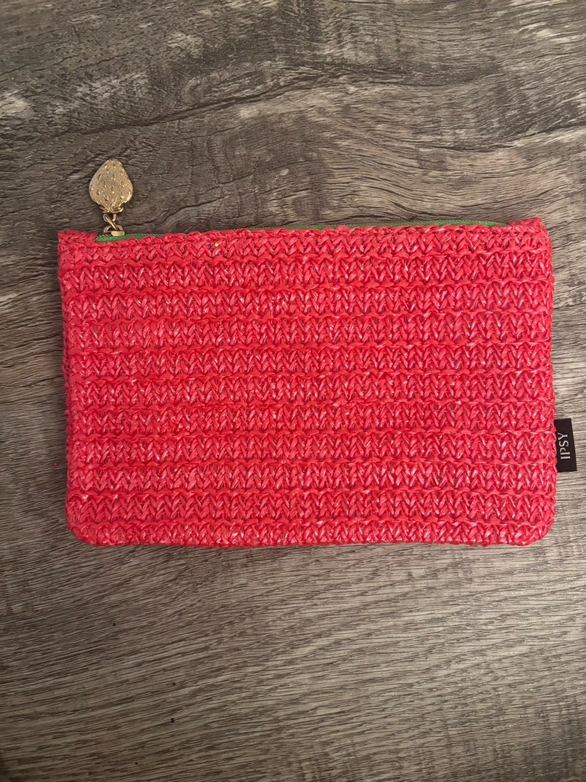IPSY March 2025 Glam Makeup Bag Only, Hot Pink With Gold Strawberry Zipper