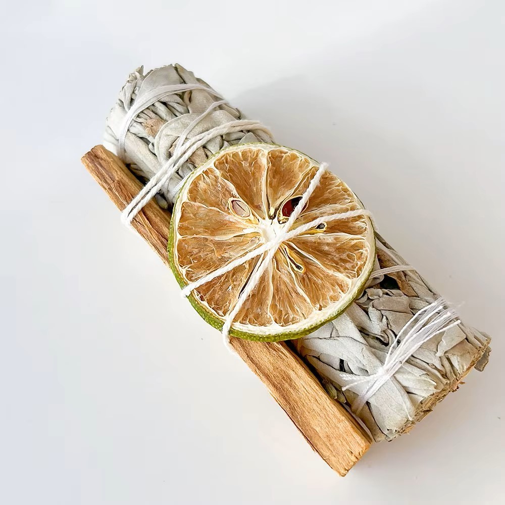 White Sage Smudge Bundle • Lemon Slice • Palo Santo Aromatic Cleansing Set