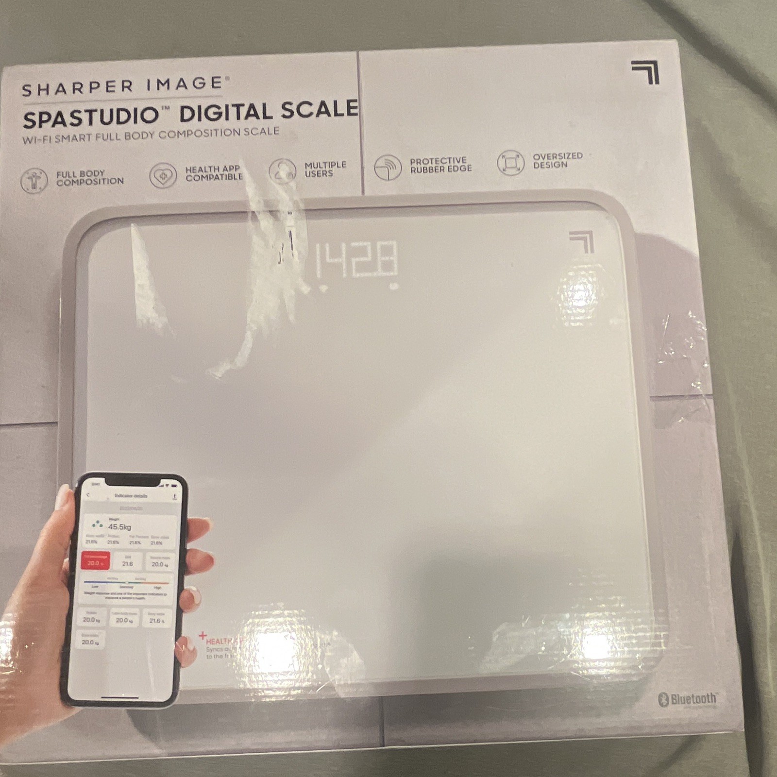 Sharper Image SPAstudio Smart Scale Wi-Fi/Bluetooth Body Comp White